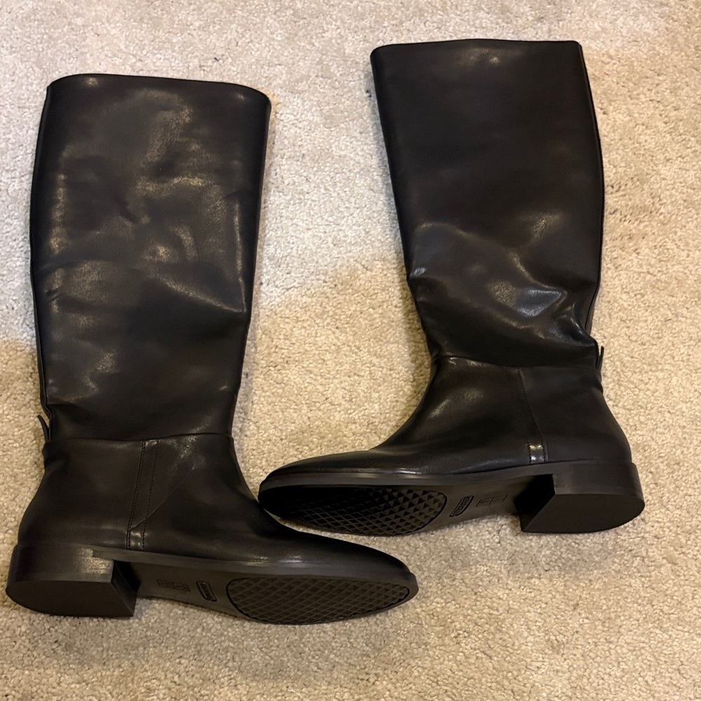 AEROSOLES Black Faux Leather Tall Boots-Size 8